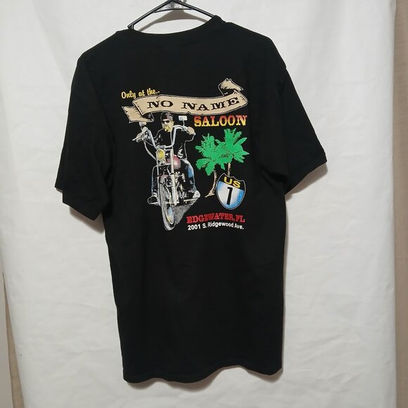 Vintage Y2K 2004 Bike Week No Name Saloon Edgewater, FL pocketed black T-shirt L - Picture 1 of 8